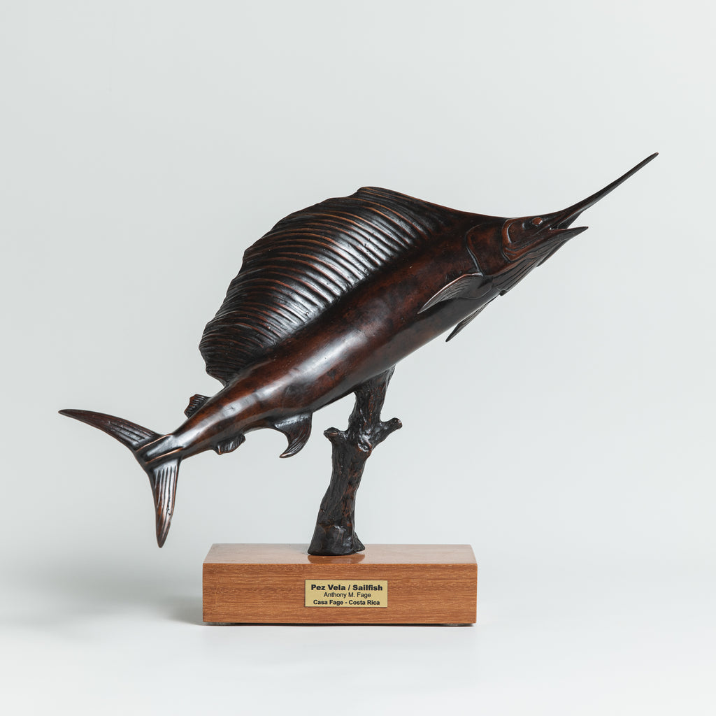 Pez Vela, Anthony M. Fage. Escultura de bronce, Costa Rica